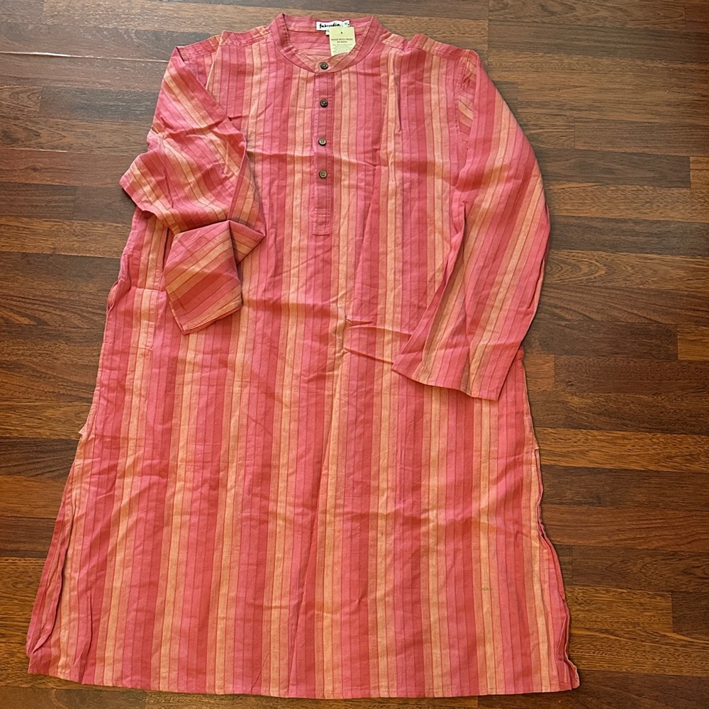 Men’s Striped Pink and Orange Long Kurta